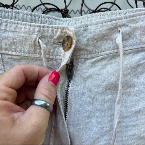 Lands’ End 12T Mid Rise Straight Leg Roll Tab Linen Pants - Picture 4 of 7